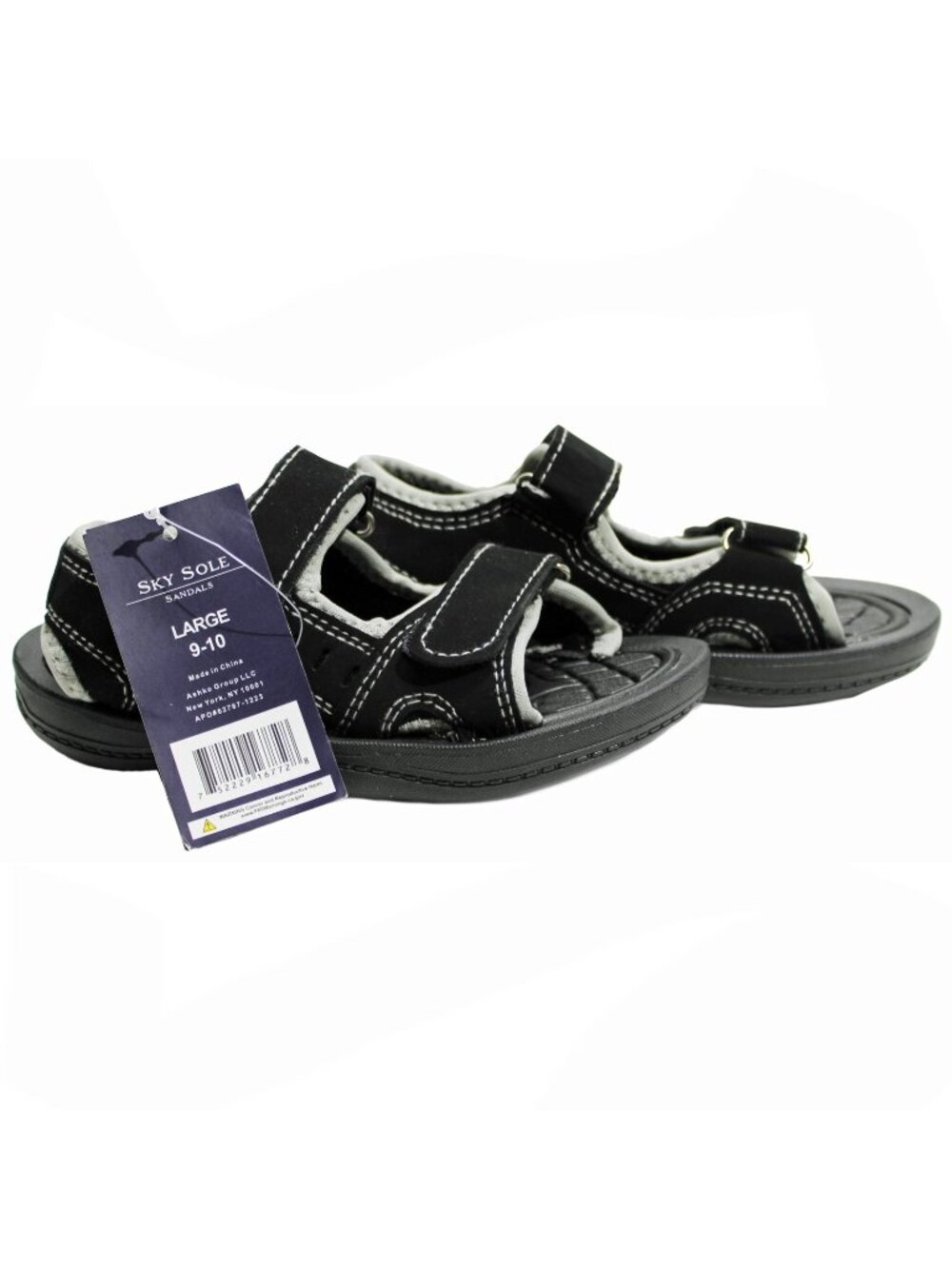 Skysole Boys Double Adjustable Strap Lightweight Sandals Grey Toddler Size 9-10